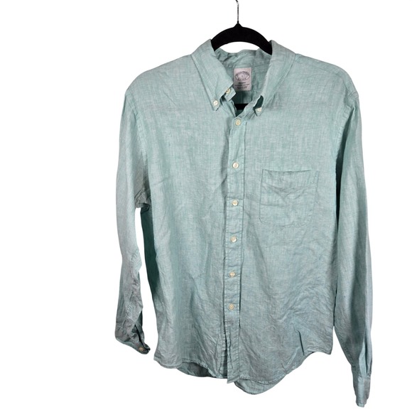 Brooks Brothers Other - Brooks Brothers Shirt Mens Large Light GreenLinen Button Down Regular Fit Preppy